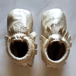 Freshly Picked Baby Moccasins in Platinum